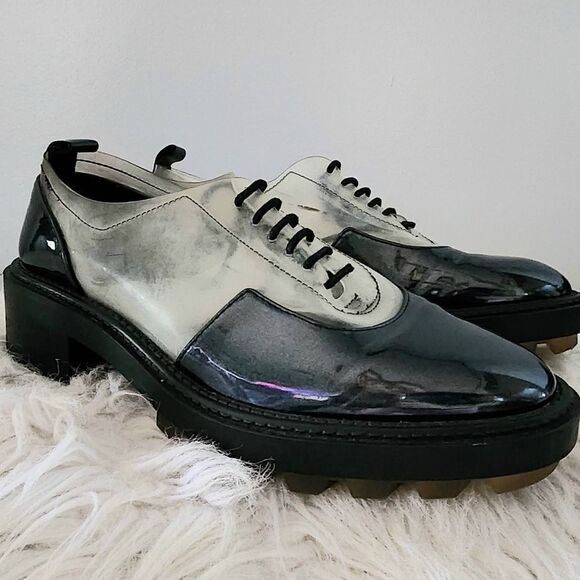 Zara lace up loafers women's 6.5 black - Picture 2 of 8